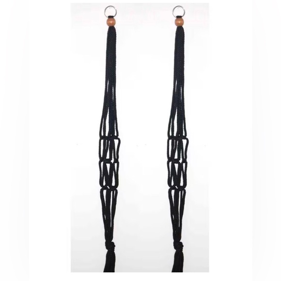 Black Polypropylene Macrame Plant Hanger - Picture 2 of 2